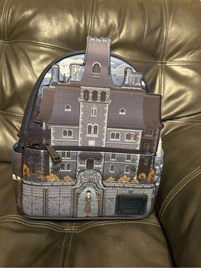 Loungefly Wednesday Nevermore Academy Mini Backpack in Gray, Black, Brown
